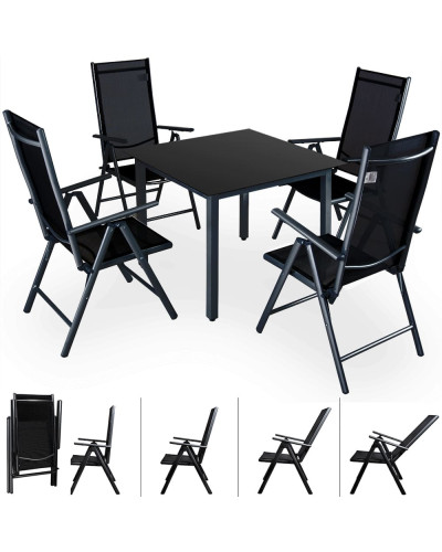 Alu Sitzgruppe Bern 5-tlg Anthrazit Glas